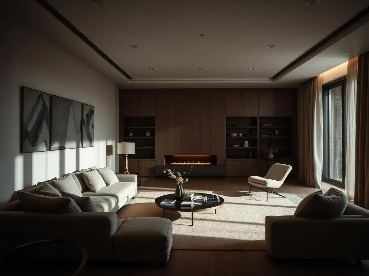 Spotless modern living room after a Lustre Haus recurring clean